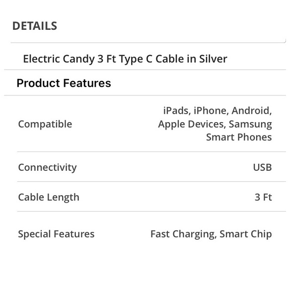 Type C Smart Chip Fast Charger Silver NWT - Picture 7 of 14